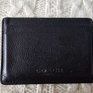Coach Pebbled Black Leather Money Clip